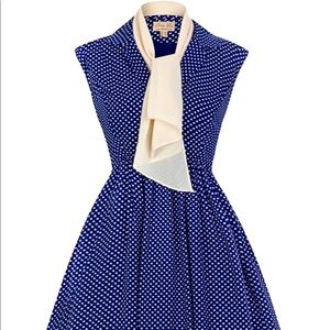 Lindy Bop “Penelope” Navy Cream Swing Dress